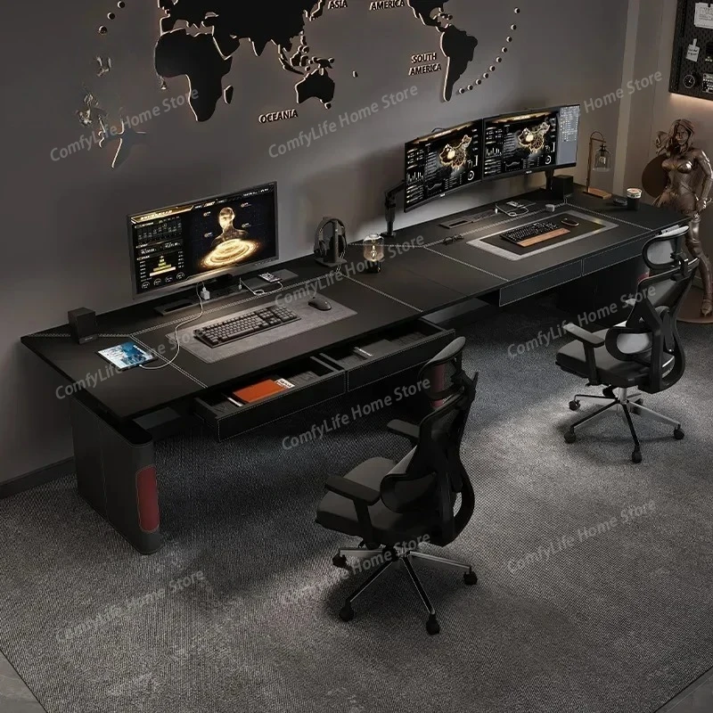 

Black Designer Modern Office Desks Drawers Height Adjustable Black Electric Computer Desks Gaming Home Escritorio Furniture