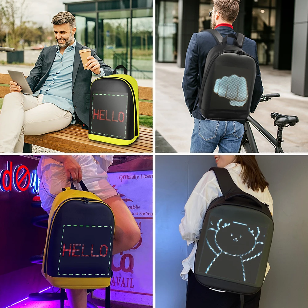 Novel Smart LED Backpack Cool Customizable Laptop Backpack LED Color DIY Screen Customizable Backpack Travel Bag Pack School Bag