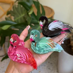 1pc acrylic Flamingos grab animal series cute cartoon hair accessories back hair shark clip