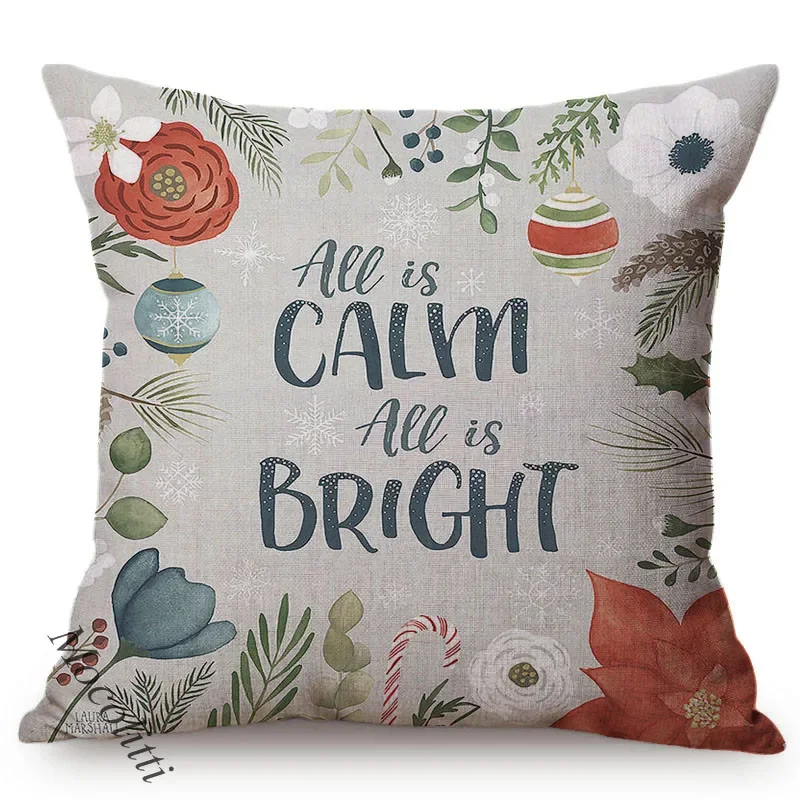 Water Color Flowers Home Decor Cushion Cover Letter Garland Garden Cotton Linen Chair Sofa Throw Pillow Case cojines