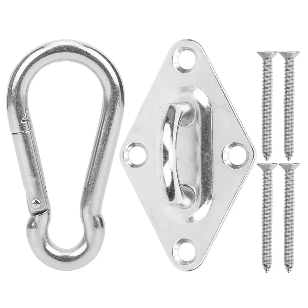 2 Set M8 Stainless Steel Hammock Hook Rhombic Base Plate Stainless Steel Suspension Ceiling Hook Silver