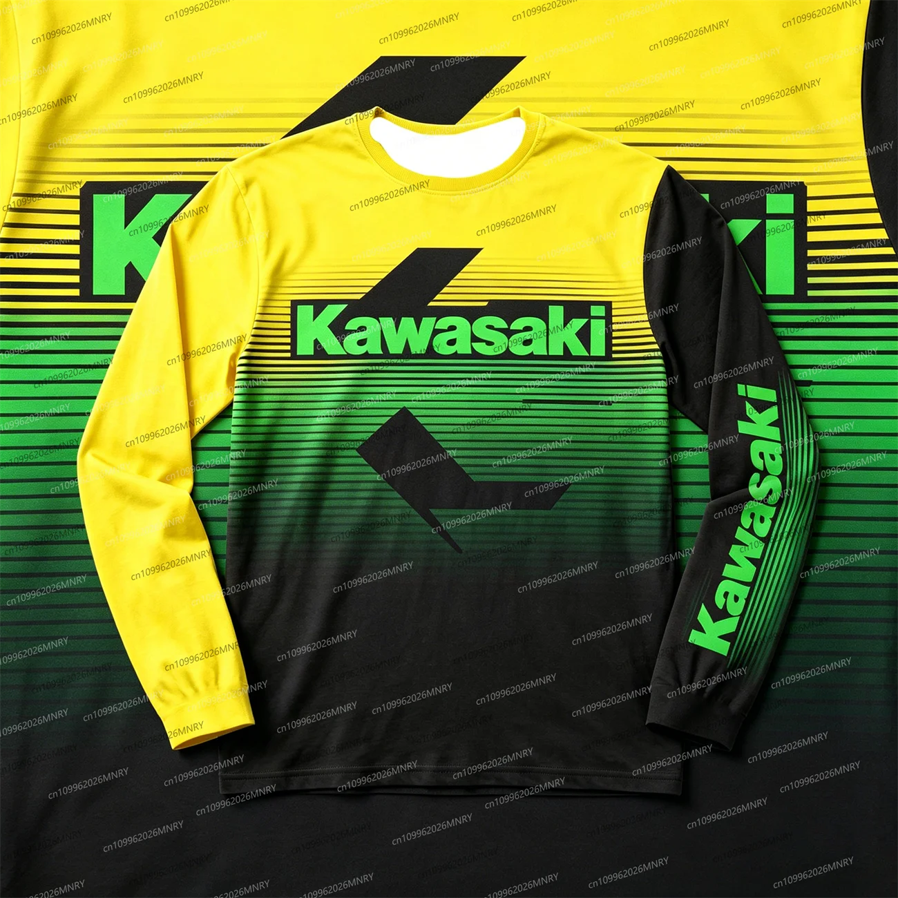

Men's clothing Kawasaki Motocross Breathable Quick Drying Cycling Suit Summer Men tshirt Women Oversized Sports Long Sleeved Top