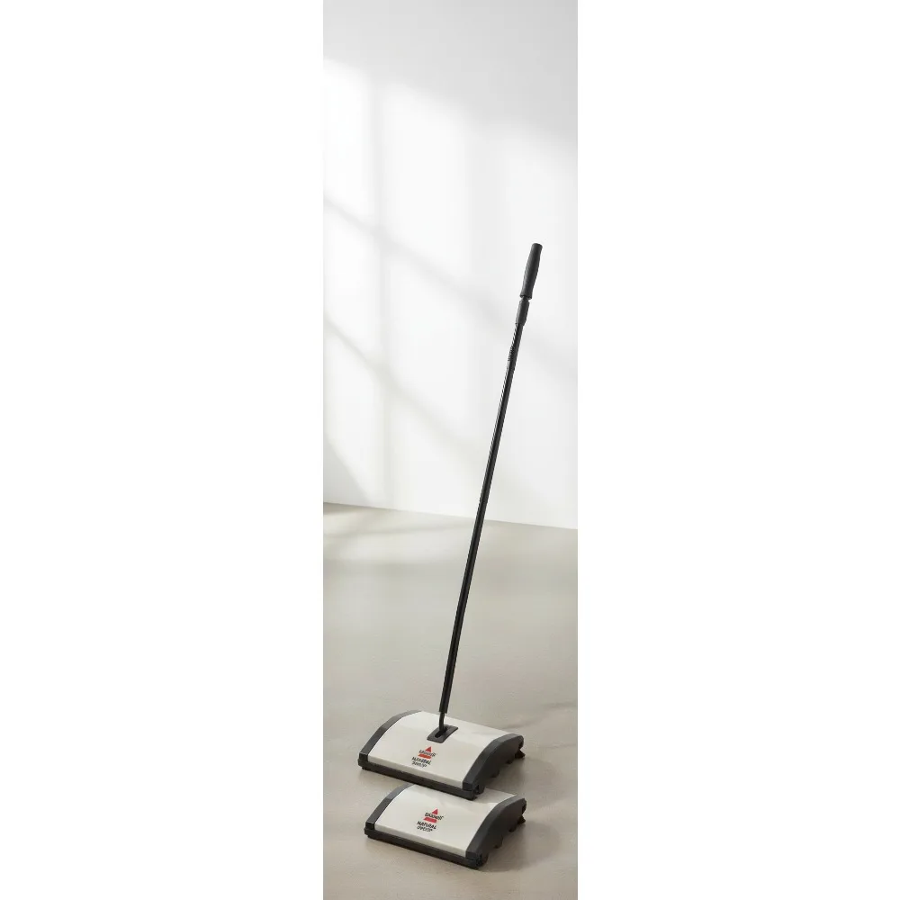 

Dual Brush Floor Sweeper for Pet Hair & Crumbs, Lightweight Cordless Cleaner for Carpets & Hard Floors
