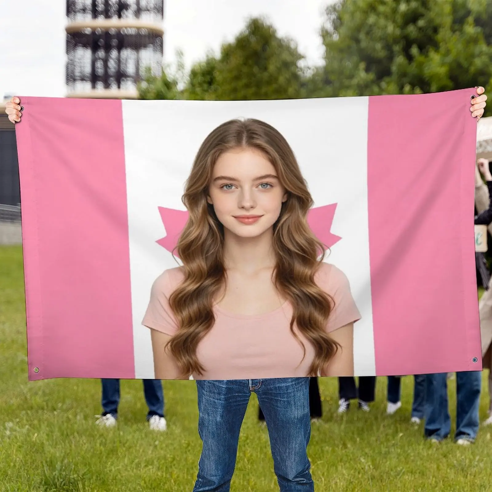 Custom Pink Canada Flags Tapestry Baner Outdoor Funny Gift Personlized Flag with Photo Durable Polyester 4 Eyelets Room Decor