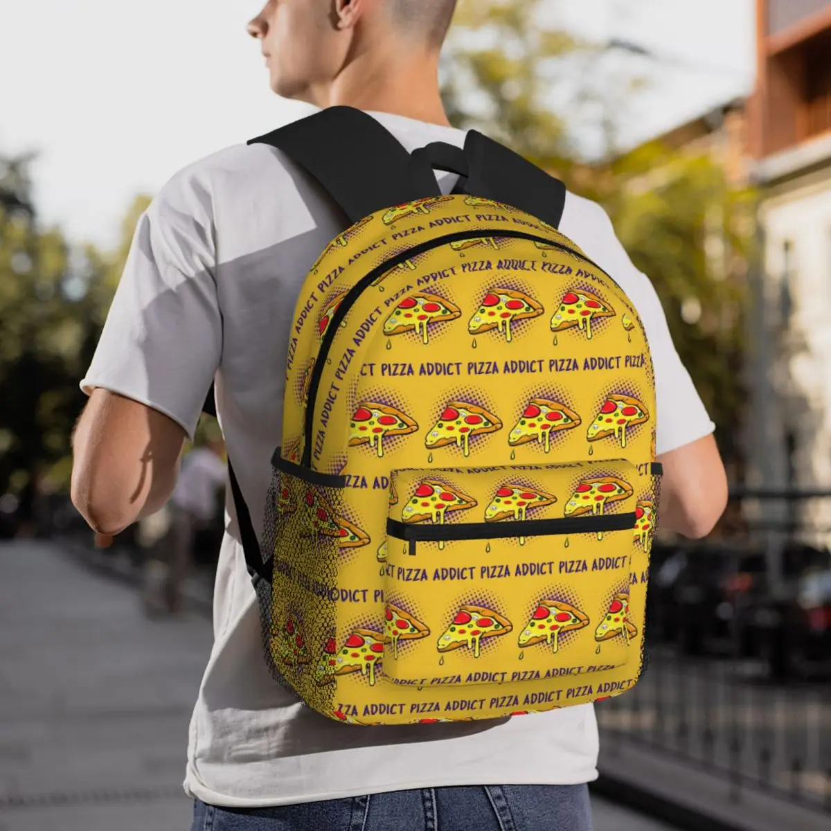 

Pizza Day Pizza Slice Dripping Backpack Daypack Large Capacity Kids BookBag School Bag Shoulder Bags for Men Women