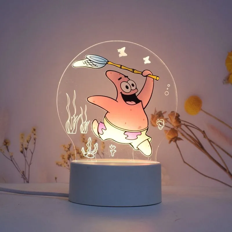 Bob Esponja SquarePants Patrick Star periférico animación de dibujos animados luz nocturna creativa 3D luz decorativa para habitación de niños