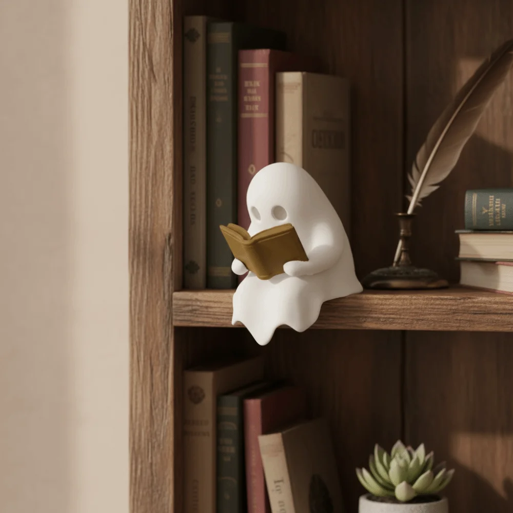 LED Warm Light Halloween Ghost Reading Lamp Energy-efficient Plastic Ghost Reading Desktop Ornament Low-energy-consumption
