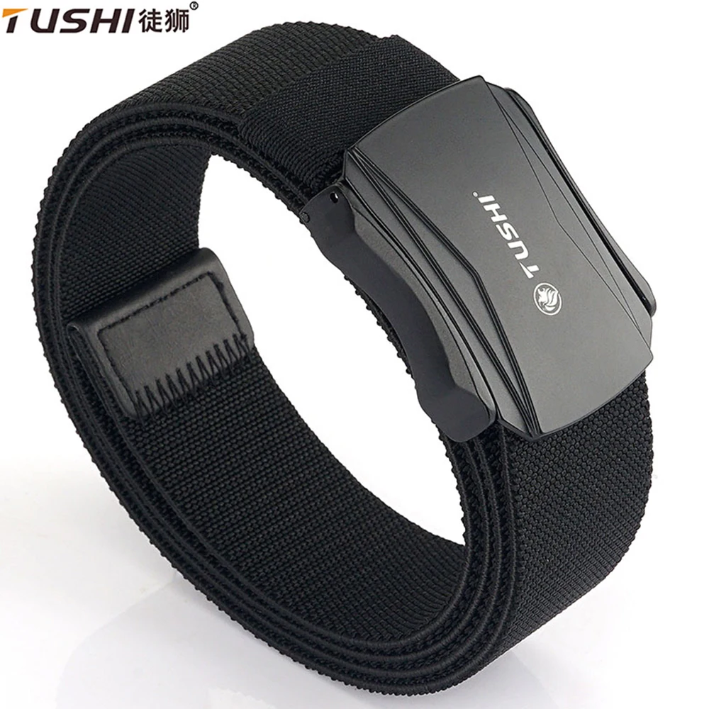 TUSHI New Tactical Belt Military Hiking Work Belt with Heavy Duty Quick Release Buckle New Aluminum Alloy Men's Elastic Belts