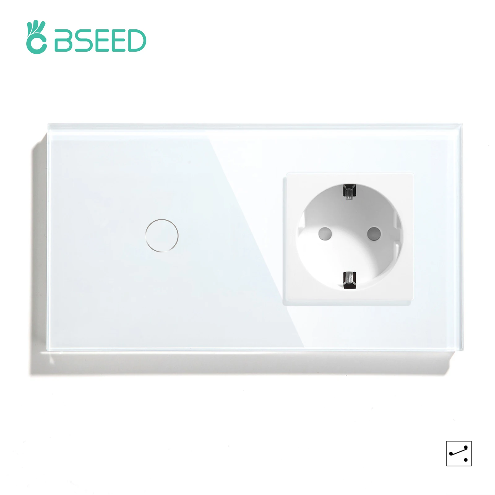 Bseed EU-Standard 1/2-Gang 2/3-Wege Touch-Lichtschalter Schwarz Weiß mit Kristallglas-Panel Wandschalter für Treppenbeleuchtung