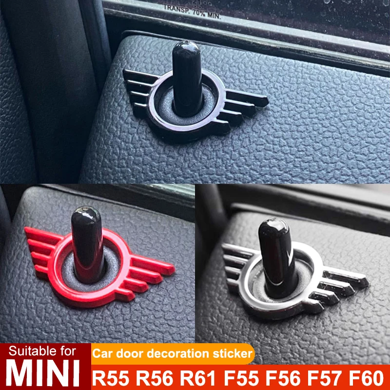 For MINI ONE Cooper S JCW R55 R56 R61 F54 F55 F56 F57 F60 Countryman Car Door Button Decoration Sticker Modification Accessories
