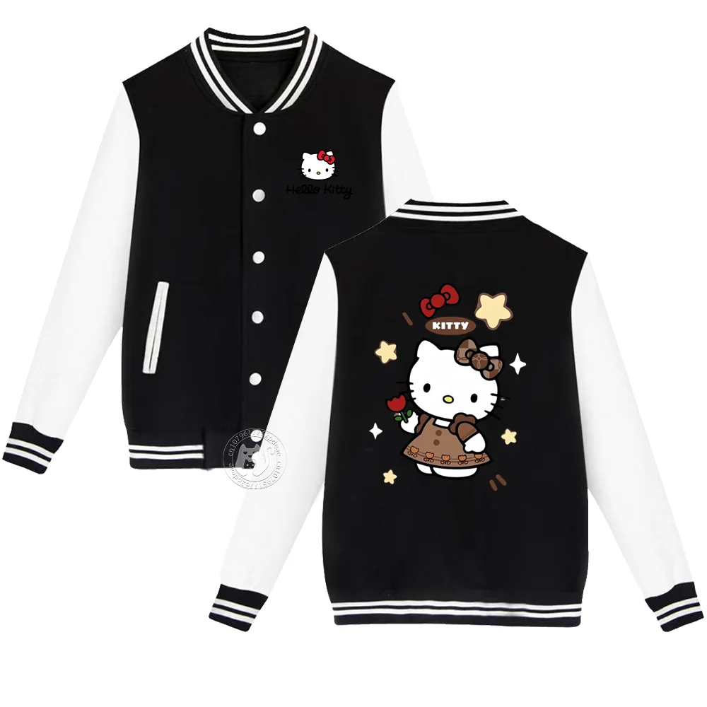 

Sanrio Kids Fall/Winter Thick Jacket Match Color Baseball Uniform Boys & Girls 2-14 Cute Hello Kitty print warm coat