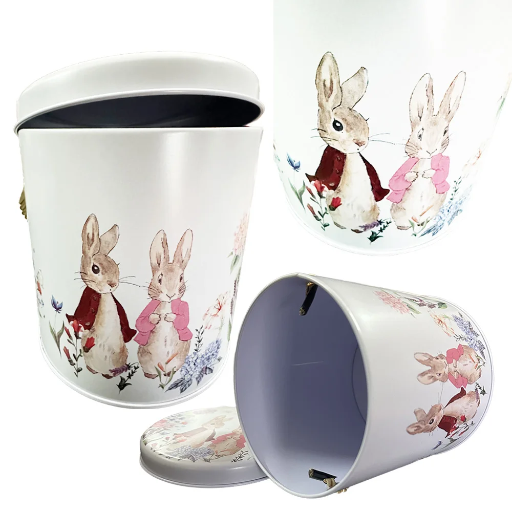 2024 Easter Bunny Rabbit Candy Tins Box Basket Stuffers Fillers Treats Gift Box Easter Decorations Hunt Party Favor