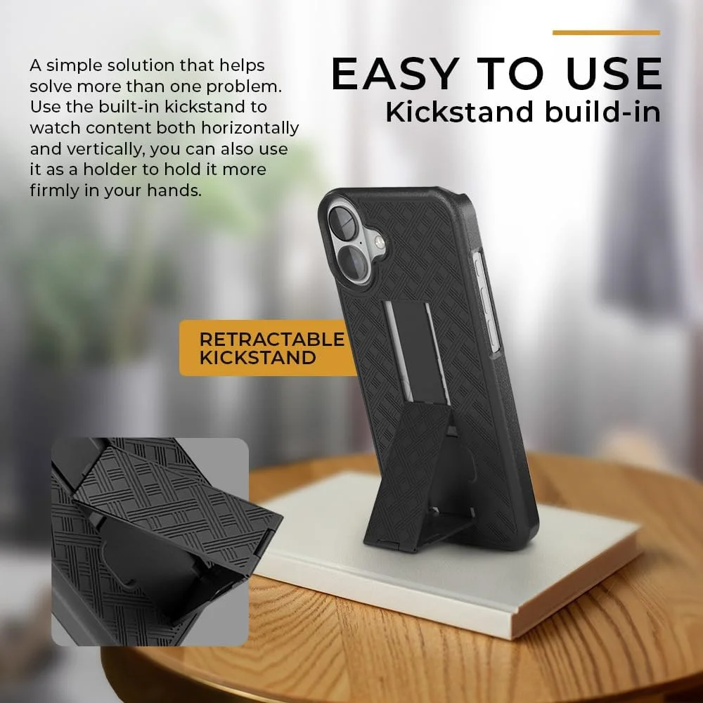 Robuste Combo Stoßfeste Armor-Gürtelclip-Holster-Hülle für iPhone 12 16 Pro Max 15 14 Plus 13 11 Cover mit Ständer und drehbarem Telefonhalter – Detail 2