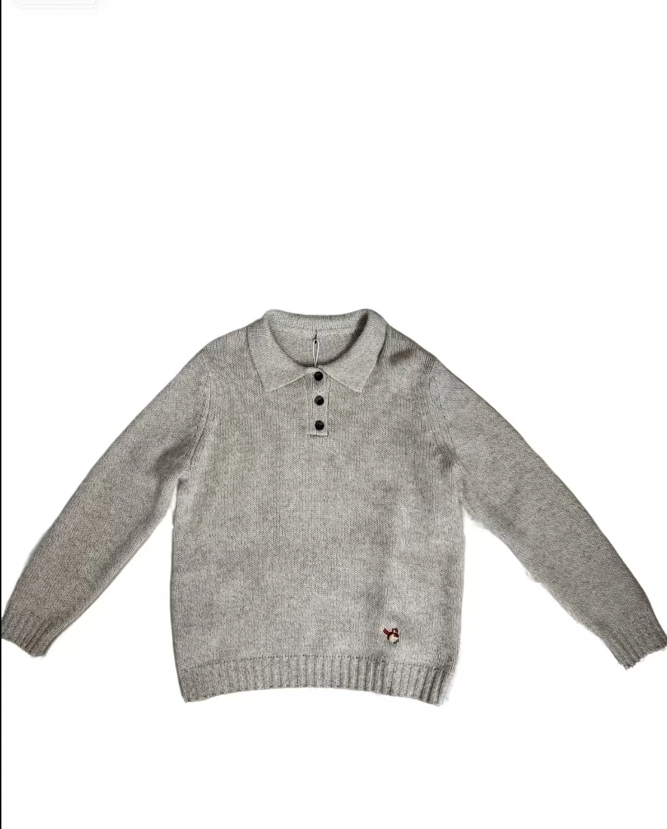 

Легкий свитер с вышивкой белки на воротнике, мягкий, свободный, с длинными рукавами, удобный, в повседневном стиле, из мягкой пряжи