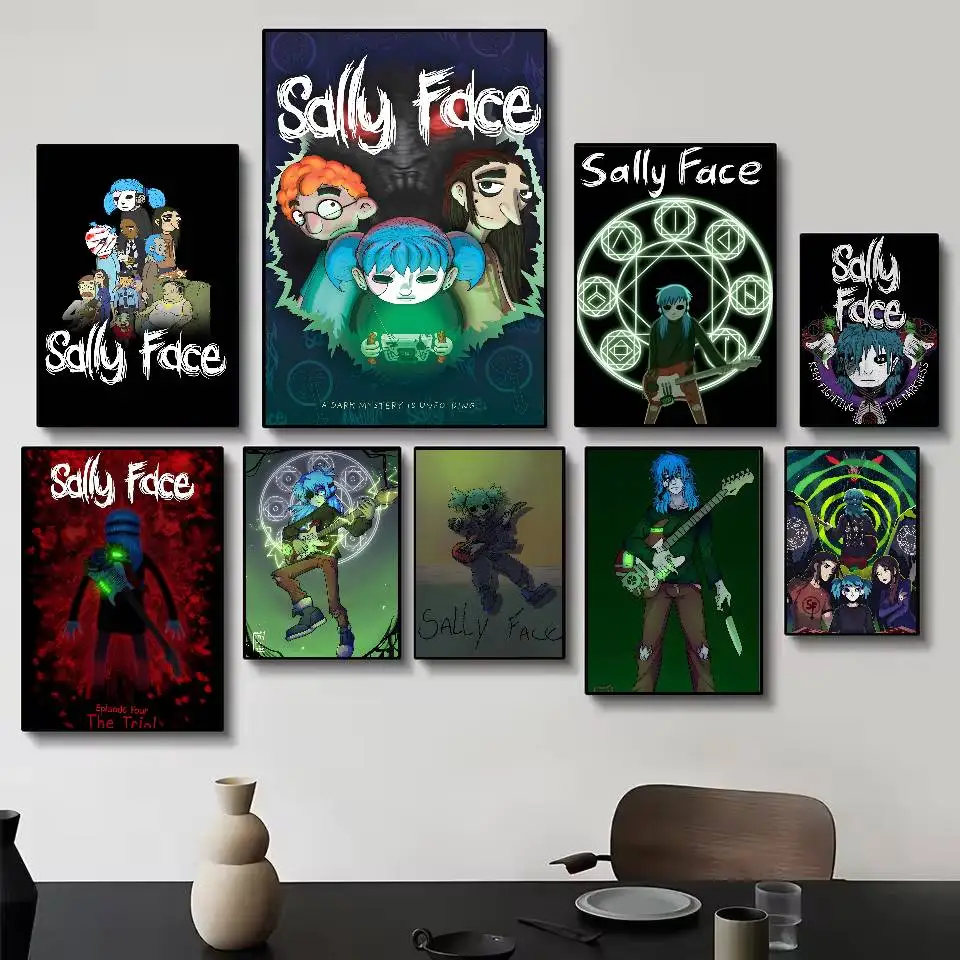 الرعب سر لعبة S-سالي F-الوجه ملصق فني ذاتية اللصق الفن ورق مقاوم للماء ملصق مقهى بار غرفة جدار ديكور #2