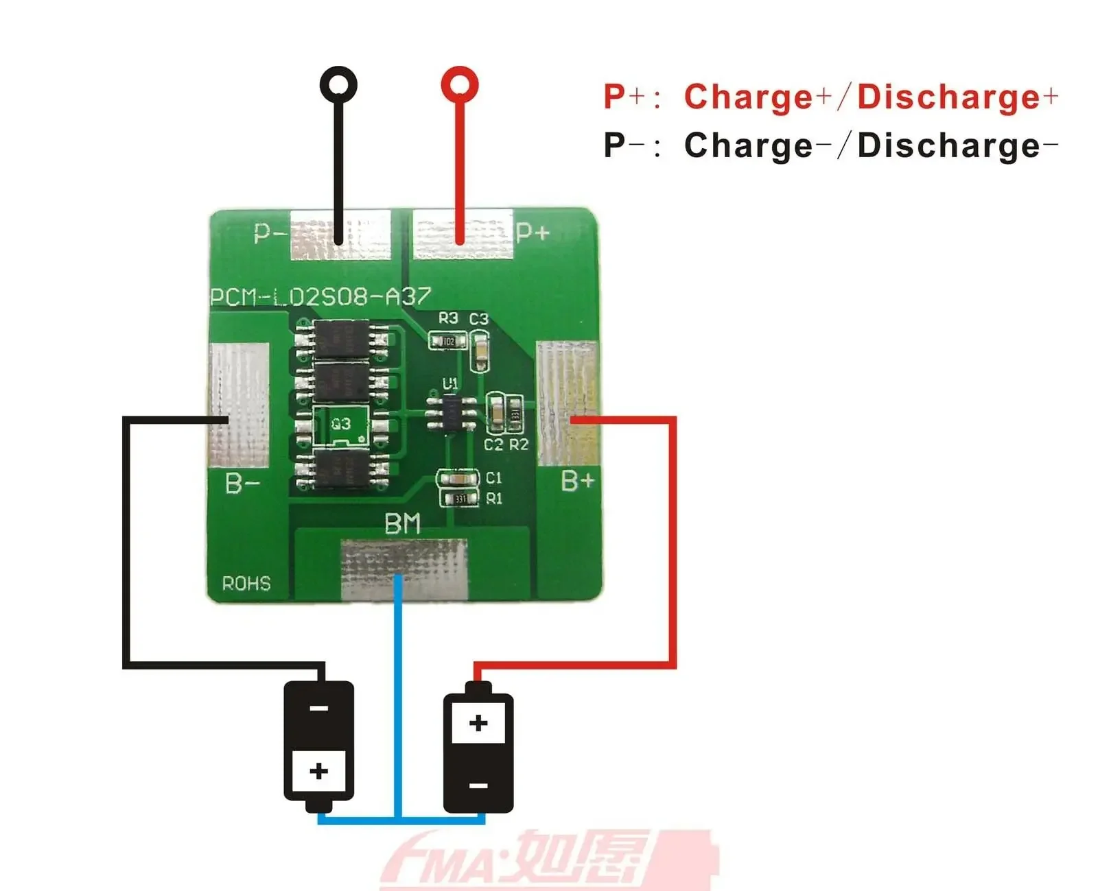 12x PCM สำหรับ 18650 2S2P 7.4V Li-Ion Lipo MagicShine LED BIKE Light แบตเตอรี่ A37