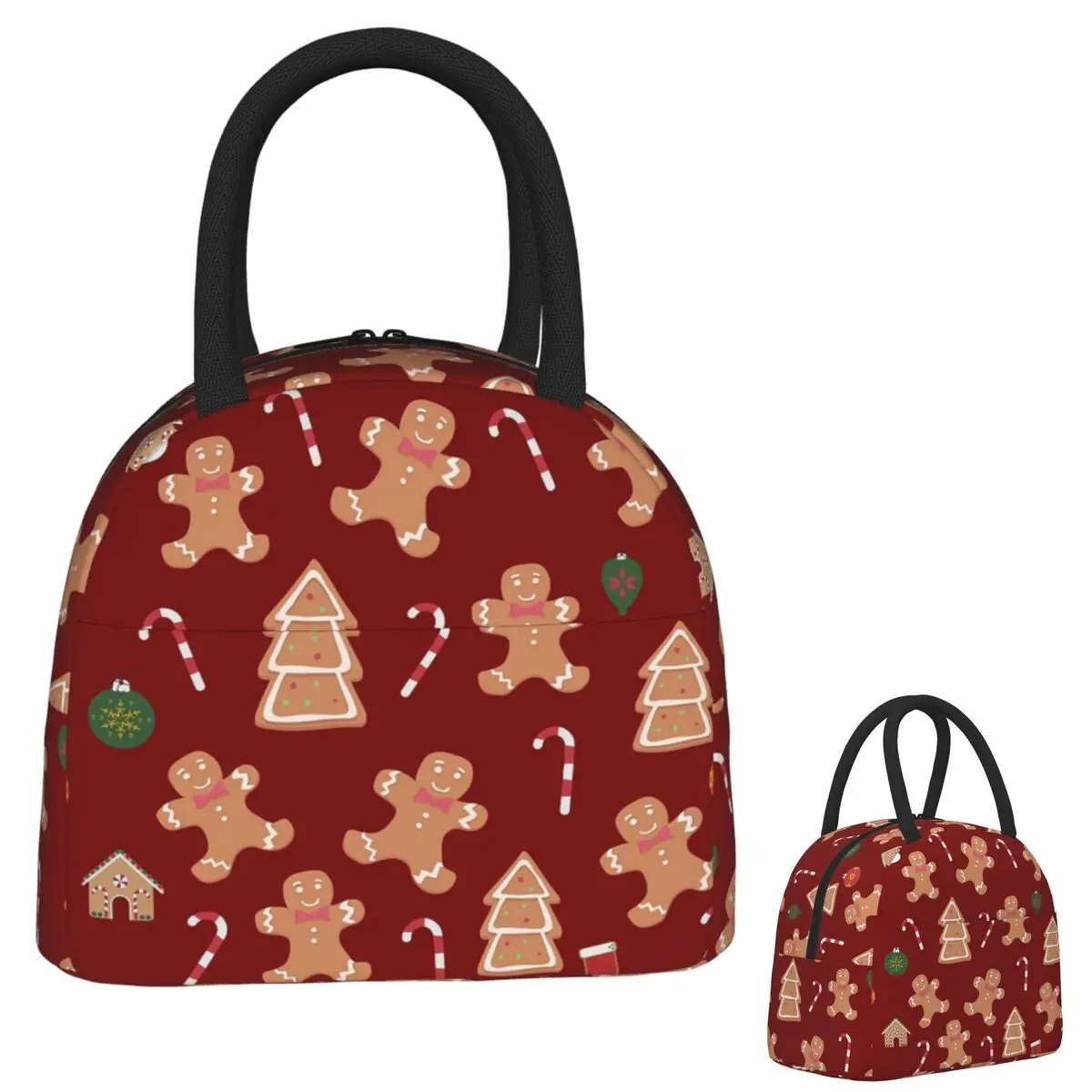 

Christmas Gingerbread Cookies Insulated Lunch Bag for Women Kids Leakproof Food Boxes Thermal Lunch Box Tote