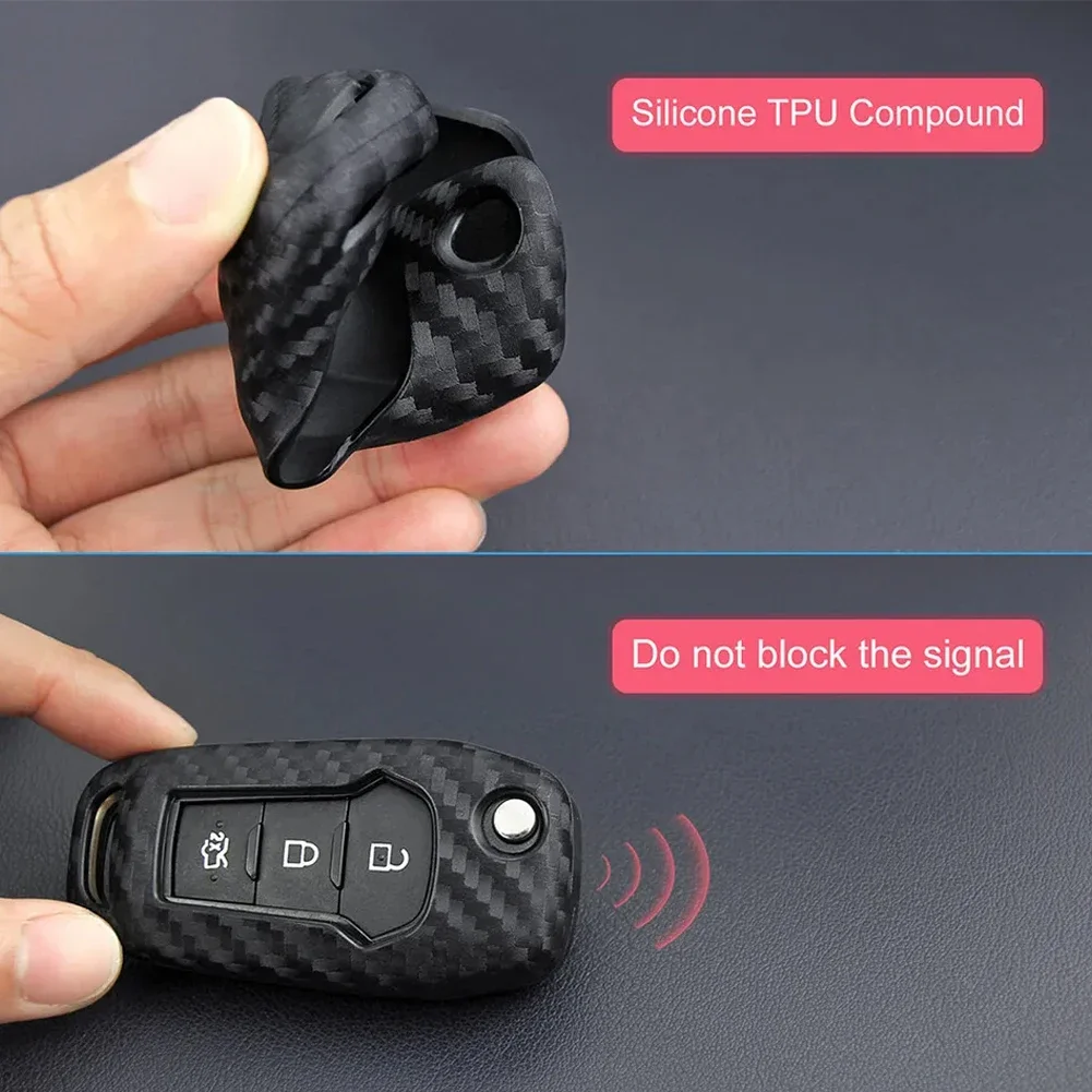 

1PCS For Ford Explorer F-150 And Other Carbon Fiber Flip Car Keychains Carbon Fiber Flip Car Key Fob Case Cover Scratch-Proof Ma
