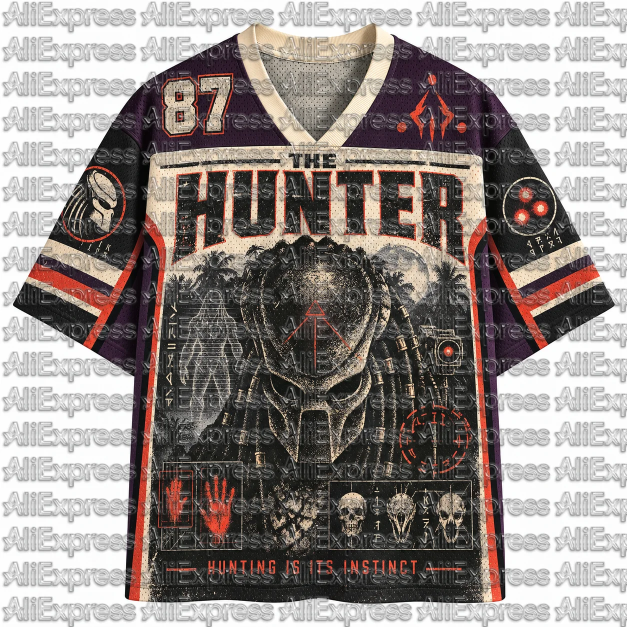 2026 Popular 80s Themed Sports Fashion Short Sleeved V-neck Mesh Streetwear Retro Band Movie Game Fan Gift T-shirt