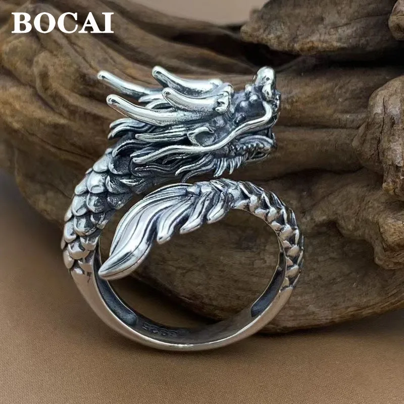 bocai anel de dragao retro para homens e mulheres 100 s925 prata ano do zodiaco dominador boa sorte joias atacado 01