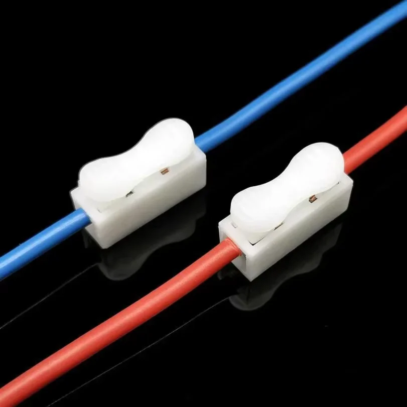 50Pcs 1P 2P No Screw Terminal No Solding Quick Cable Wire Connector Block Spring Clamp