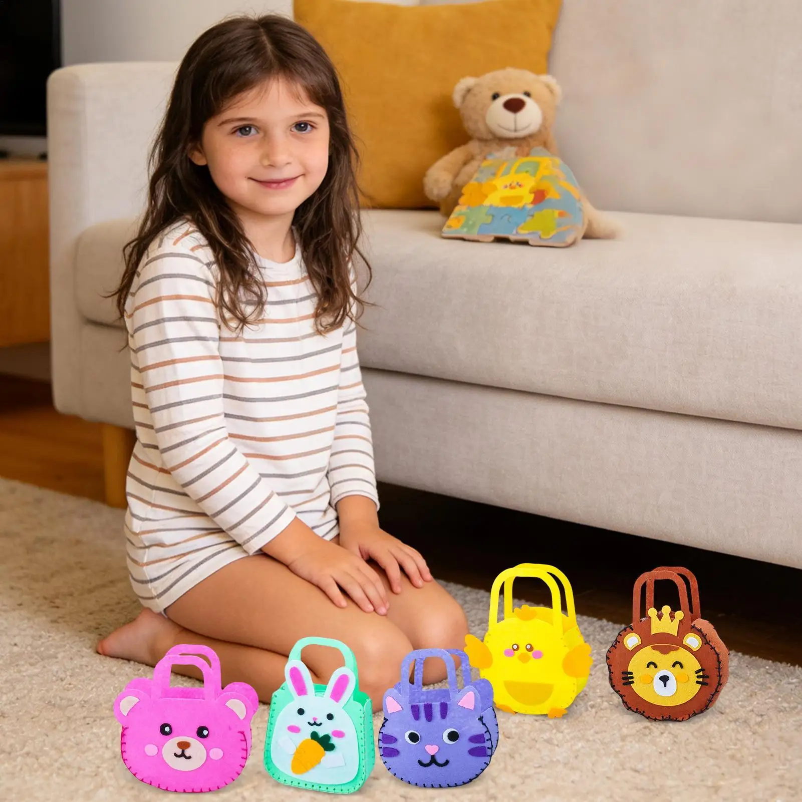 Naaitassets voor kinderen Interactieve knutselset Naaihandtassenset voor beginners Meisjes knutseliefhebbers DIY-liefhebbers Verjaardag