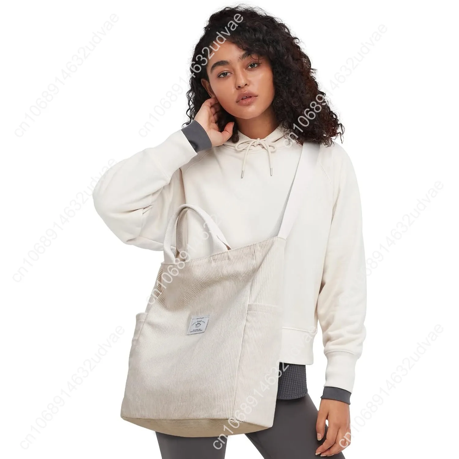 KALIDI Corduroy Tote Bag, Large Messenger Bag Shoulder Hobo Anti Splash Crossbody Zipper Bag Casual Work Shopping Women