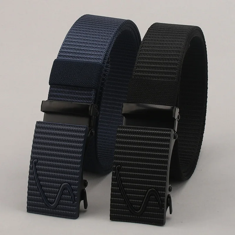Men's Nylon & Canvas Automatic Buckle Belt – New Trendy Korean Style for Students, Military Training & Jeans