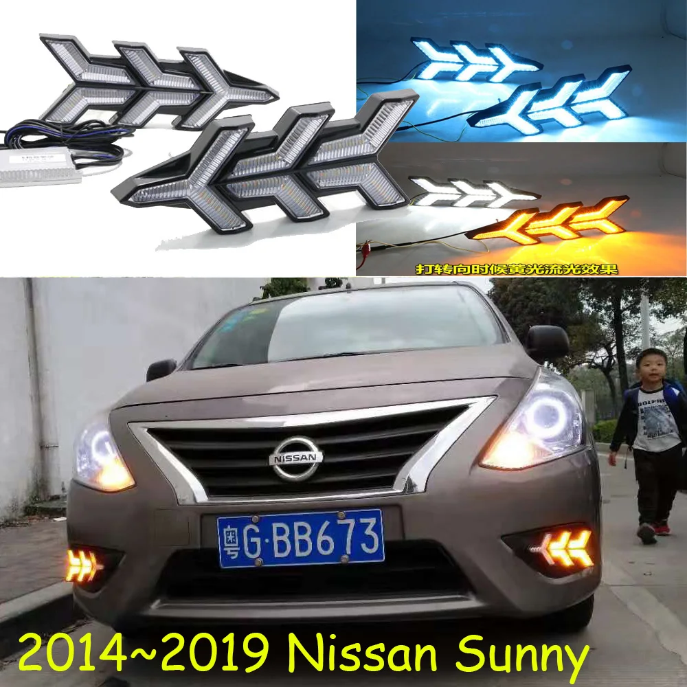 Have Gap!car Bumper Headlight For Sunny Daytime Light Almera Sentra 2014~2019y DRL Car Accessories LED Headlamp Sunny Fog Light