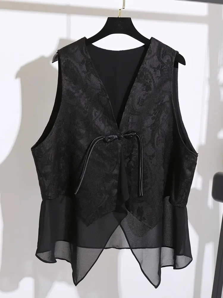 

Жаккардовый жилет с цветочной вышивкой, женские топы без рукавов в китайском винтажном стиле в стиле ретро, большие размеры