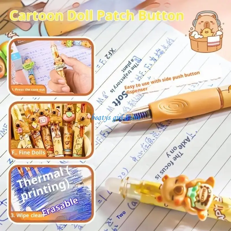 

C7AB Pack of 6 Erasable Blue Pens Glow in Dark for Night Use Comfortable Grip