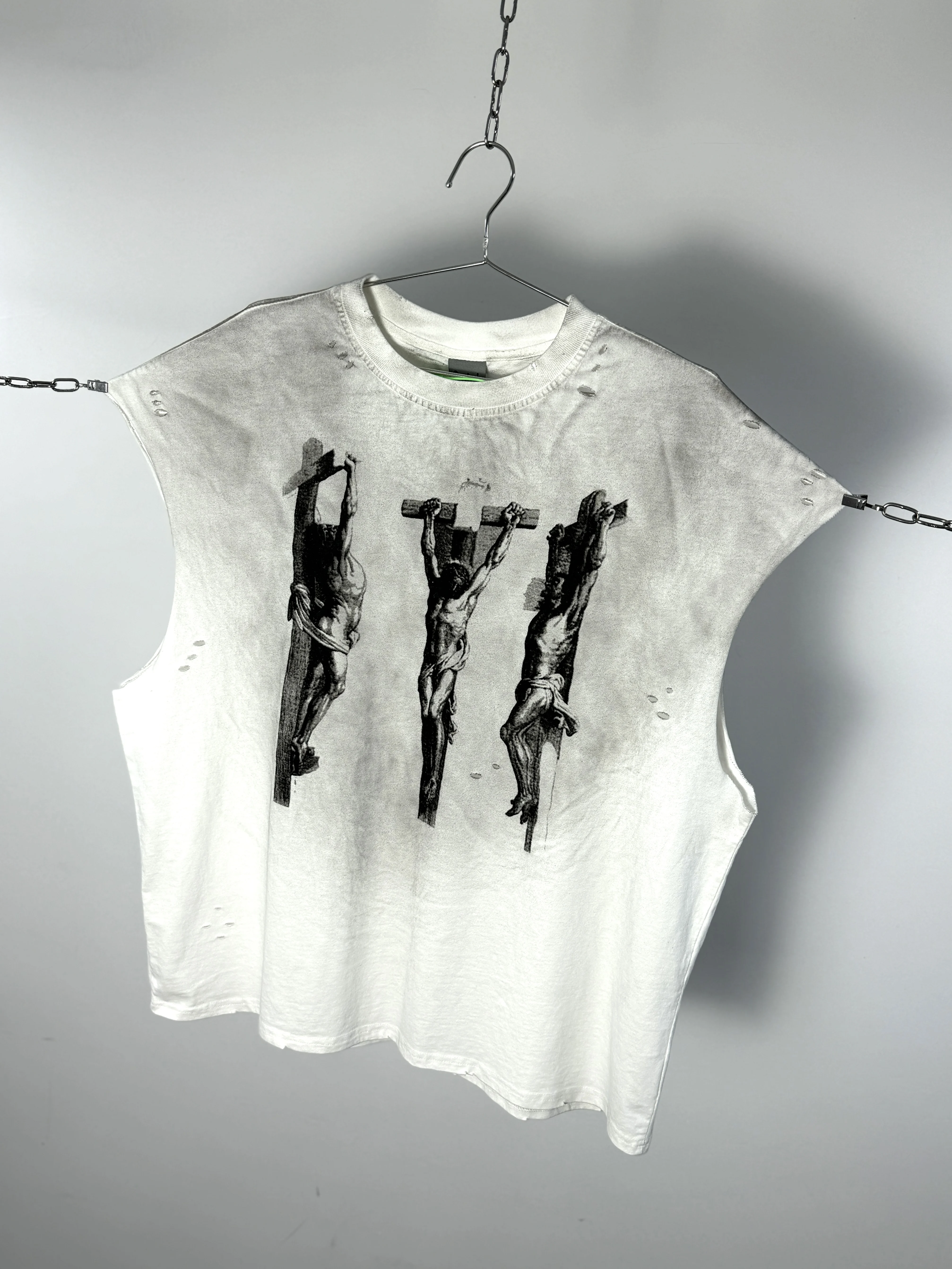 2025 الصيف سانت تي شيرت الرجال النساء جودة عالية غسلها رذاذ القذرة يدويا طحن قطنية عالية الجودة خمر تيز #2