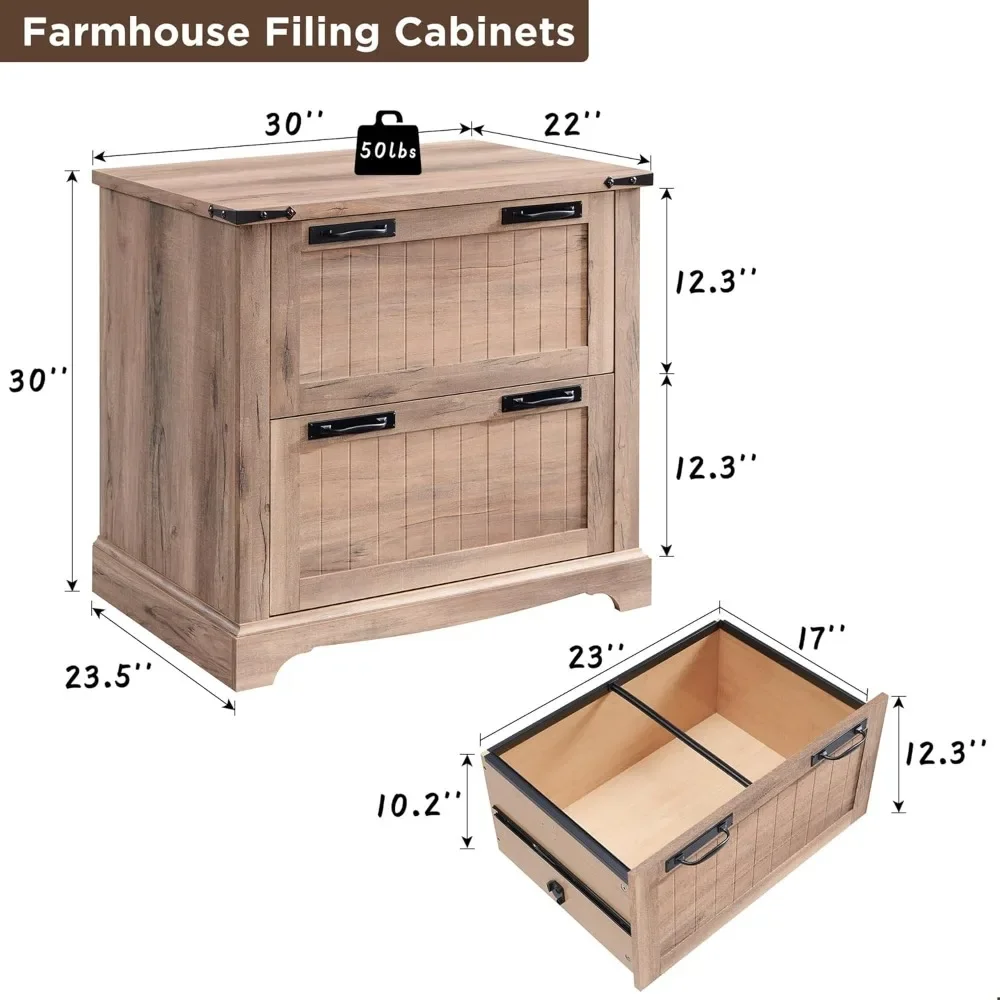 

Farmhouse 30" 2-Drawer Filing Cabinet - Hanging File Folders for A4/Letter/Legal Documents