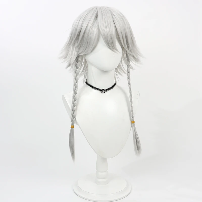 Pelucas de pelo sintético Sakuya Izayoi, pelucas de Cosplay Touhou Sakuya Izayoi, juego de rol, peluca larga y recta plateada y blanca resistente al calor
