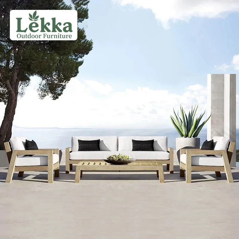 

Уличный диван из массива дерева, журнальный столик, комбинация для сада виллы, диван из тикового дерева, мебель для отдыха