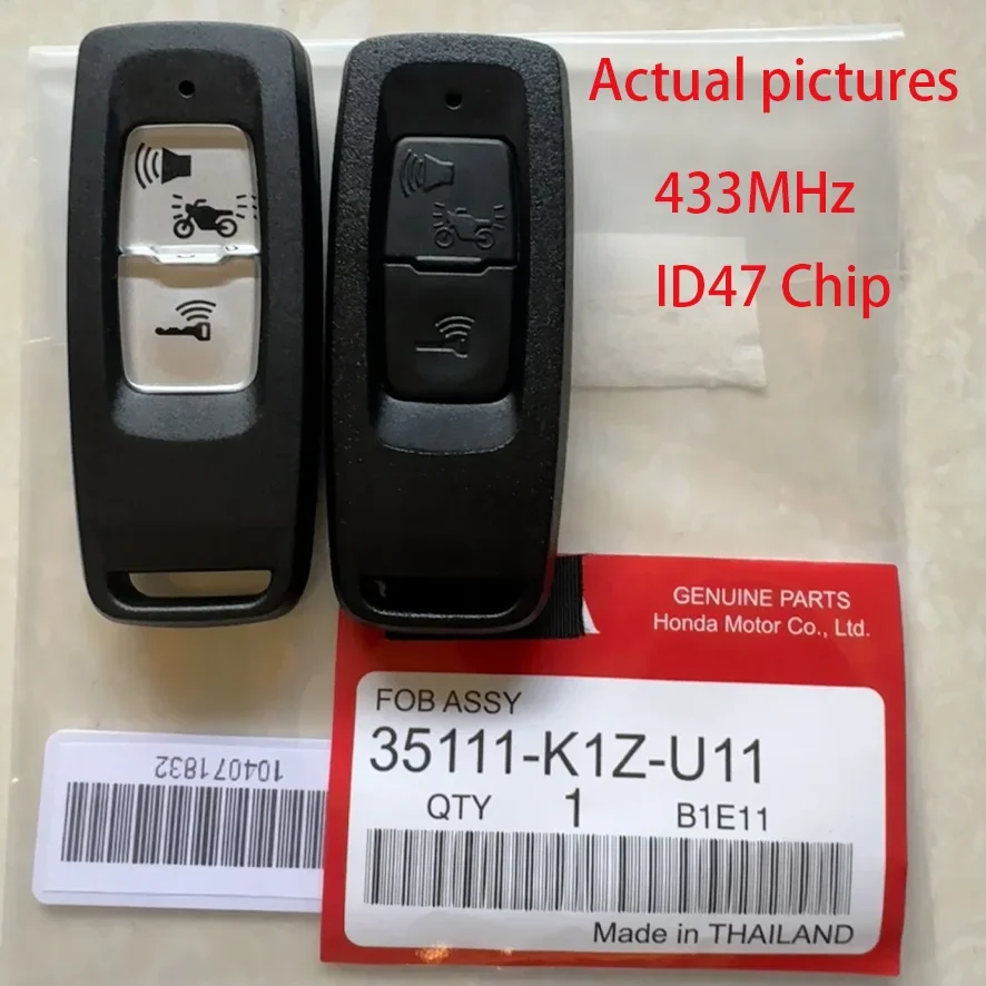 BB Key For 2022 Year Honda 433.92MHz ID47 PCX PCX160 Motorcycle Remote Key 2 Button Chip K1Z Black/White Button KYDZ