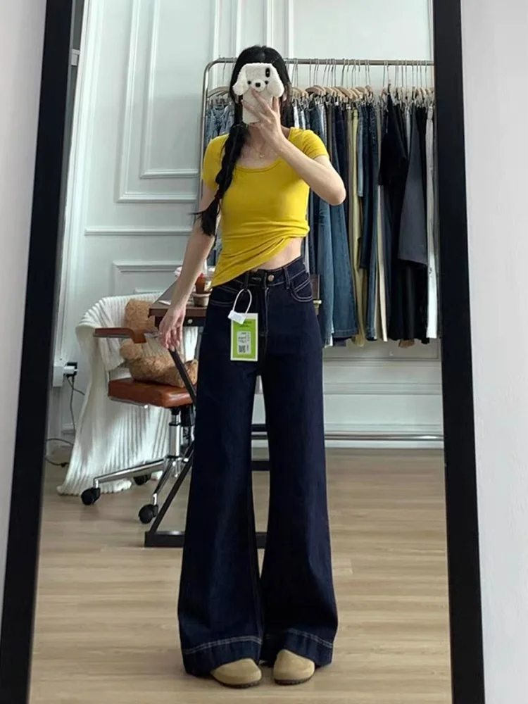 

High Waist Wide Leg Jeans Women Loose Fit Straight Cut Bootcut Denim Pants Autumn Casual Sle Pear ape Body Slimming