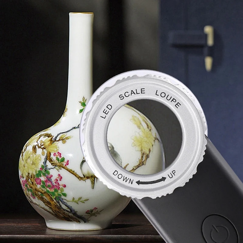 Magnifying Jewelers Loupe with Scale, 10X Rechargeable Jewelry Loupe for Jewelry, Coins, Stamps, Watch, Antiques-A86Z