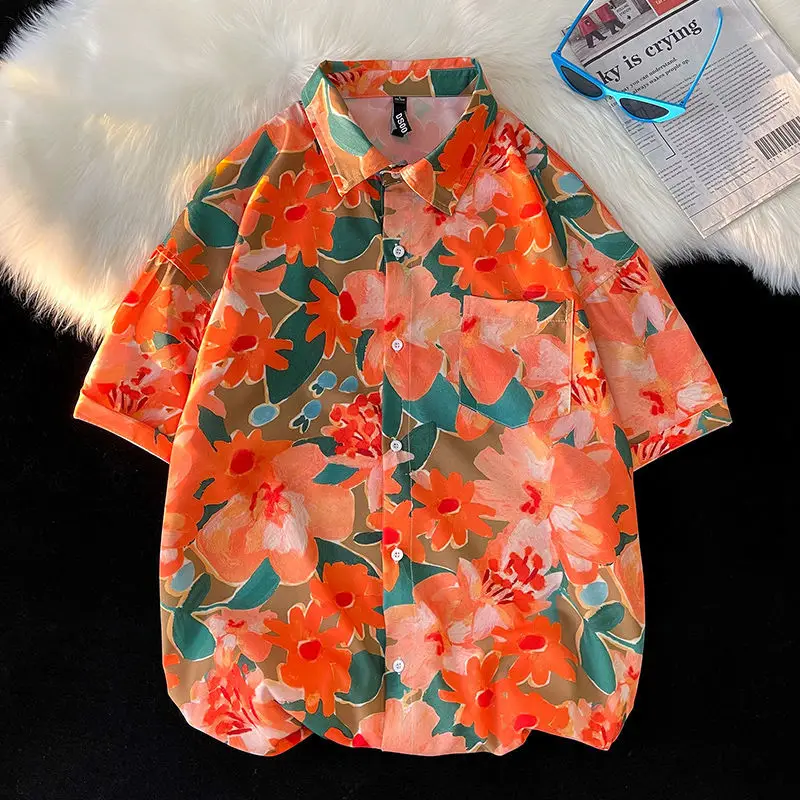 Goose Full Print Summer Button Up Shirt donna uomo camicie a maniche corte Hong Kong Style Loose Ins Summer 2023 camicia da spiaggia hawaiana