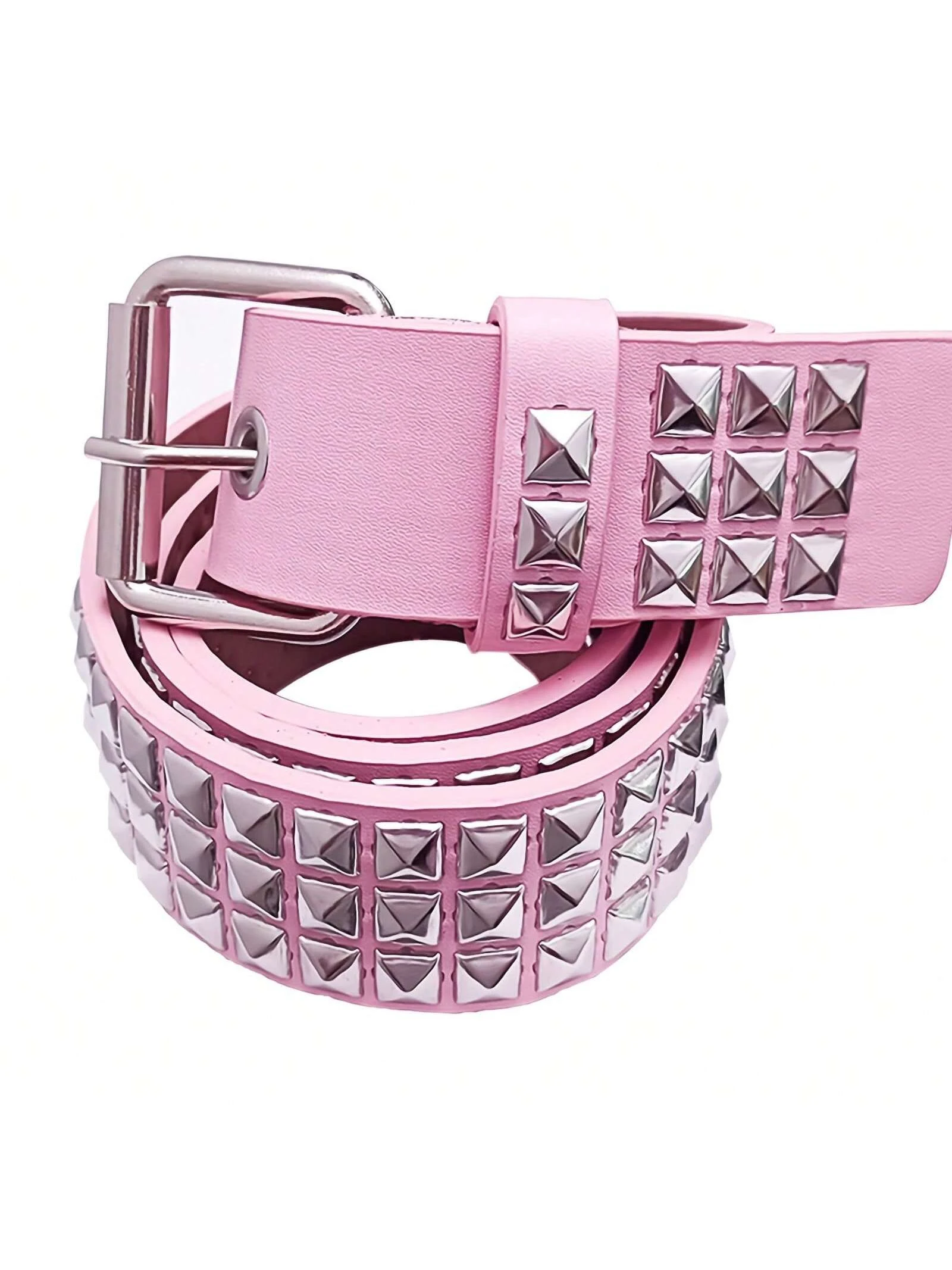 Metal Pyramid Belt Unisex Punk Style Jeans Belt Cross-Border Fashion Accessory Youth Layered Leather Buckle for Men And Women