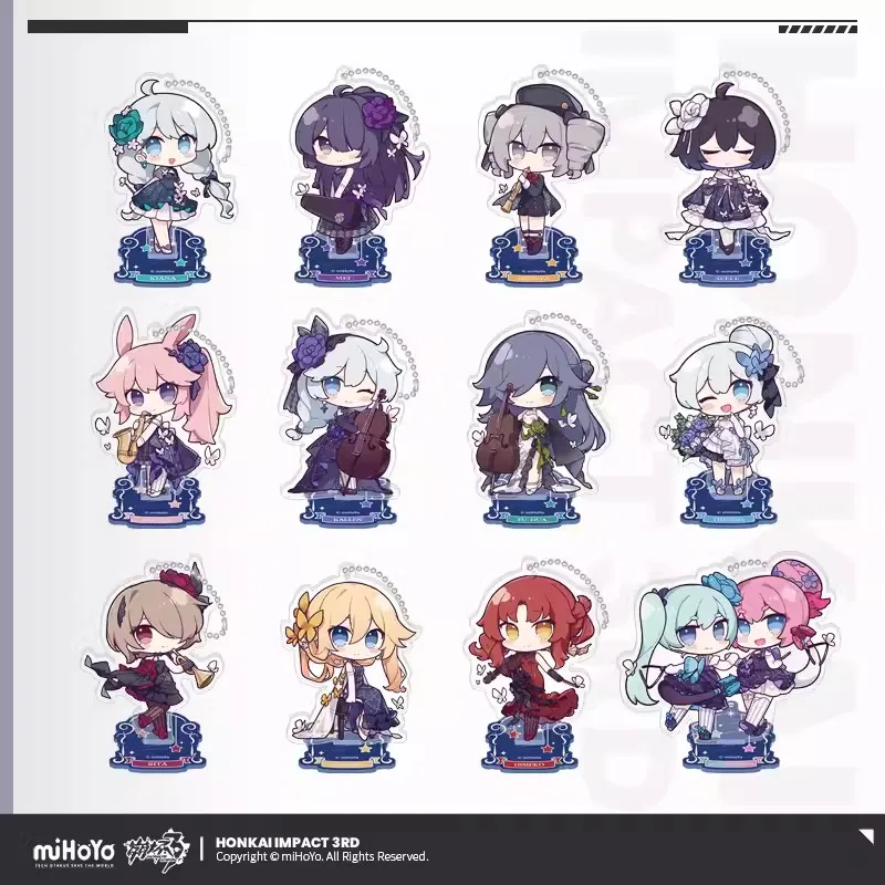 MiHoYo-Serie de poetría sinfónica oficial Honkai Impact 3, adornos acrílicos versión Q, colgantes, regalos de escenario de moda Cos