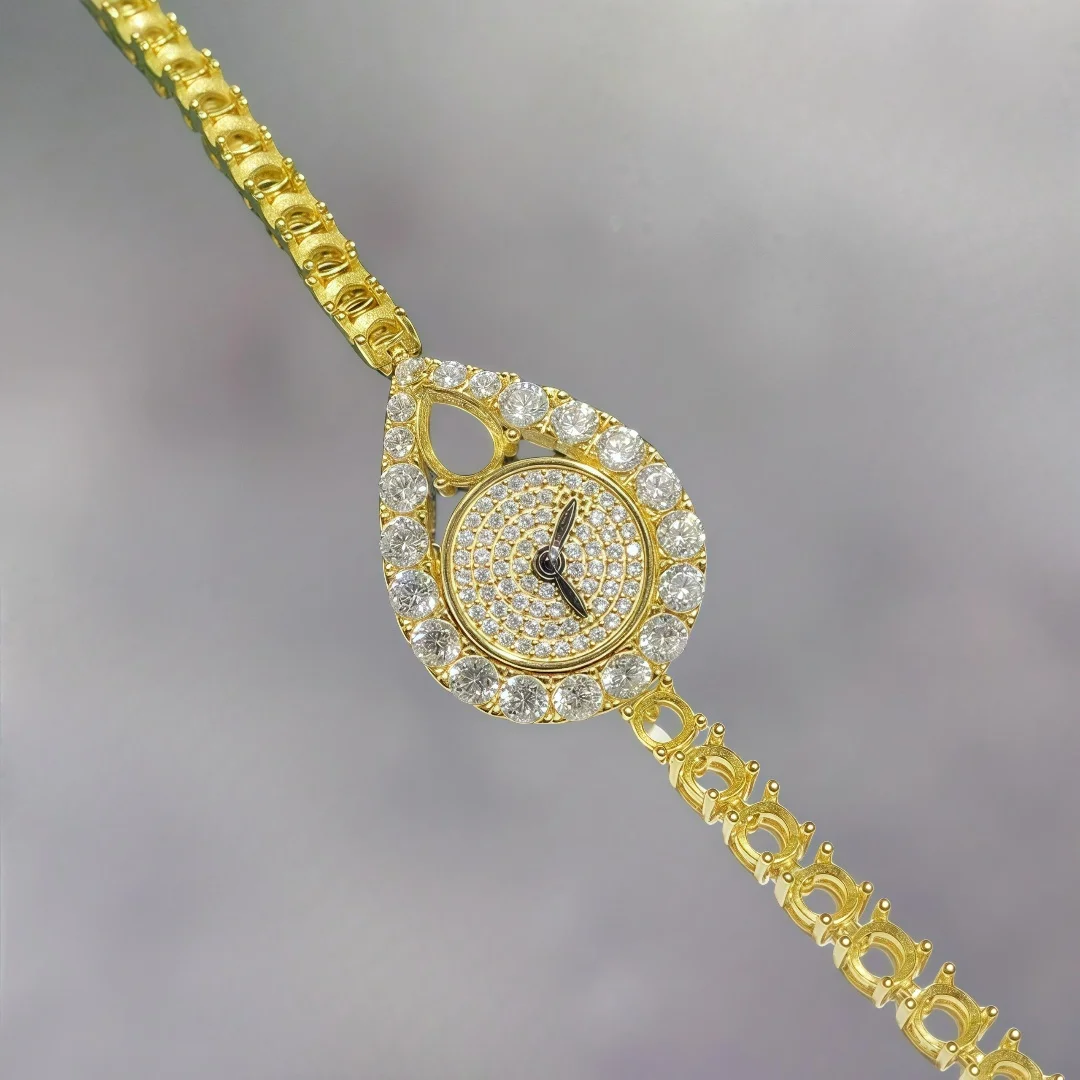 Setting 5*7mm Stone S925 Sterling Silver DIY Empty Holder Bracelet Fine Fashion Jewelry Wrist Watch Modeling Zircon Design Woman