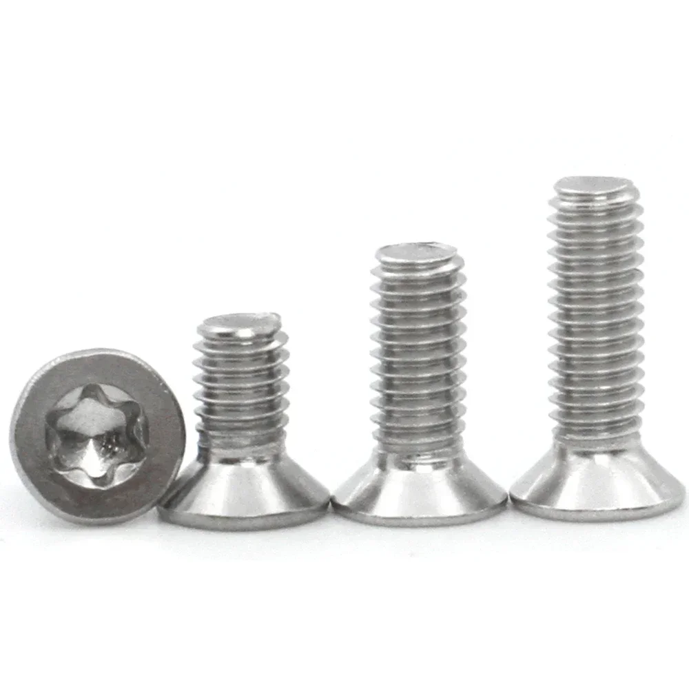 50-2pcs M1.4 M1.6 M2 M2.5 M3 M4 M5 M6 M8 M10 (A2-70) 304 Stainless Steel GB2673 Six-Lobe Torx Flat Countersunk Head Screws Bolt