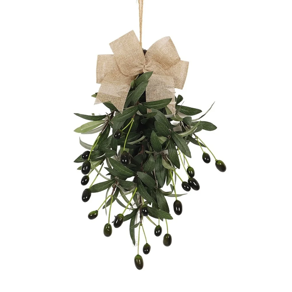 45*29cm Olive Leaf Wreath Lifelike Olive Leaf Wreath Hanging Tree Decor for versatile Hanging Display Cloth Plastic Foam
