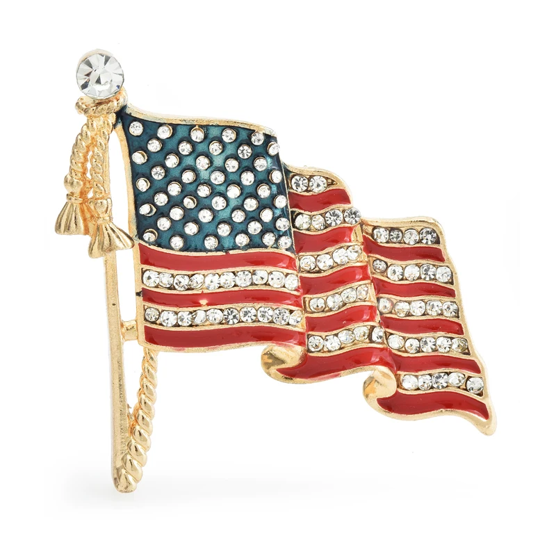 American Flag Rhinestone Ename Brooche/Lapel Pin