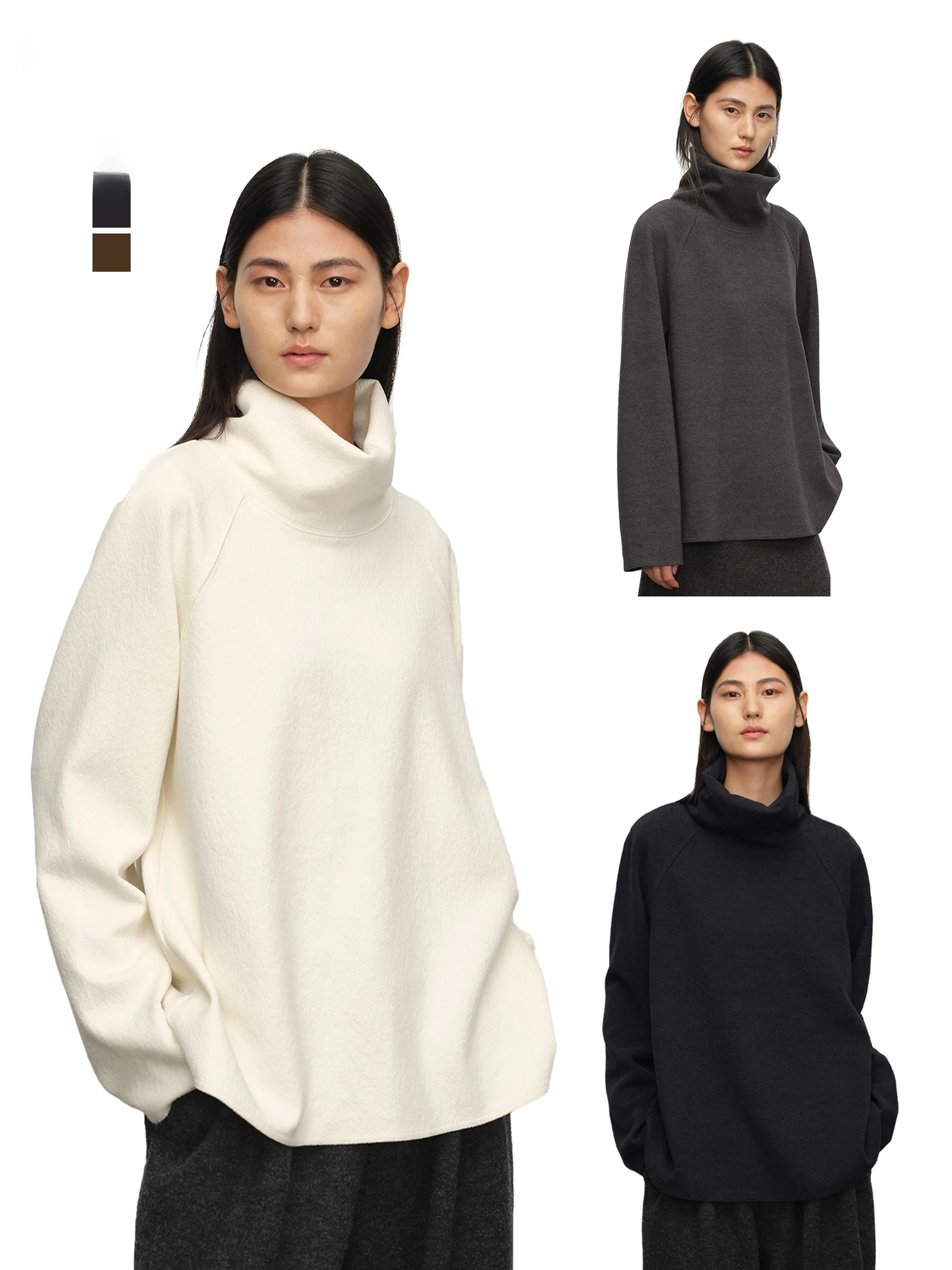 

Шелковистый коврик, вязаный высокий воротник, свободный длинный све, основа, внутренняя одежда, повседневный зимний топ из смеси мягкого полиэстера