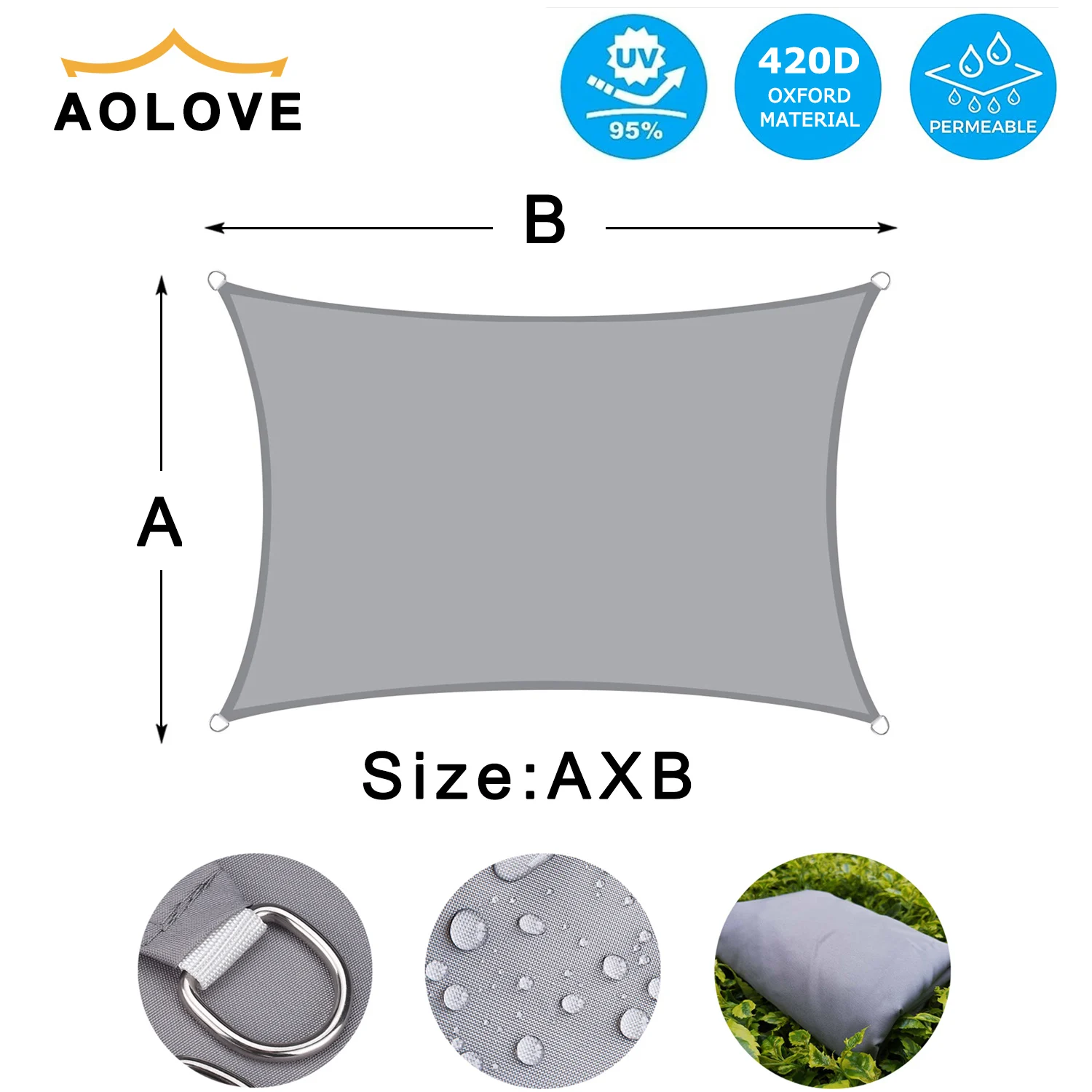 À prova dwaterproof água sun sombra vela dossel 420d oxford para 98% uv bloco sun abrigo ao ar livre atividades quintal toldo acampamento tenda