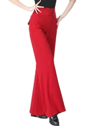 Solid Color Ballroom Dance Competition Pants Waltz 2024 High Quality Dancewear Latin Women Waist Evening Luxury Jazz Trousers