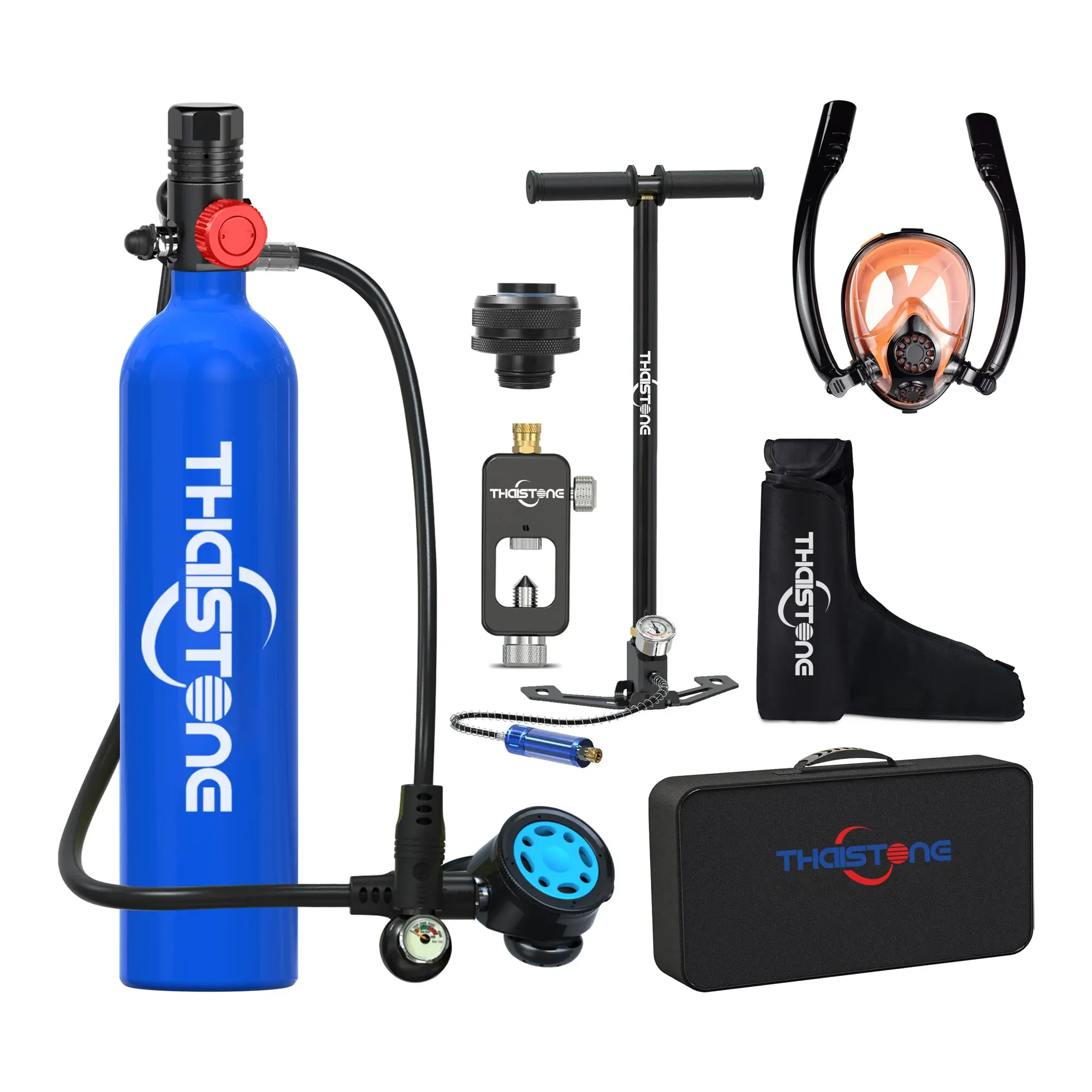 1L Oxygen Cylinder THAISTONE PRECISION Underwater Sports Dive Sets Snorkeling Masked with Air Tank with Aluminum Valve