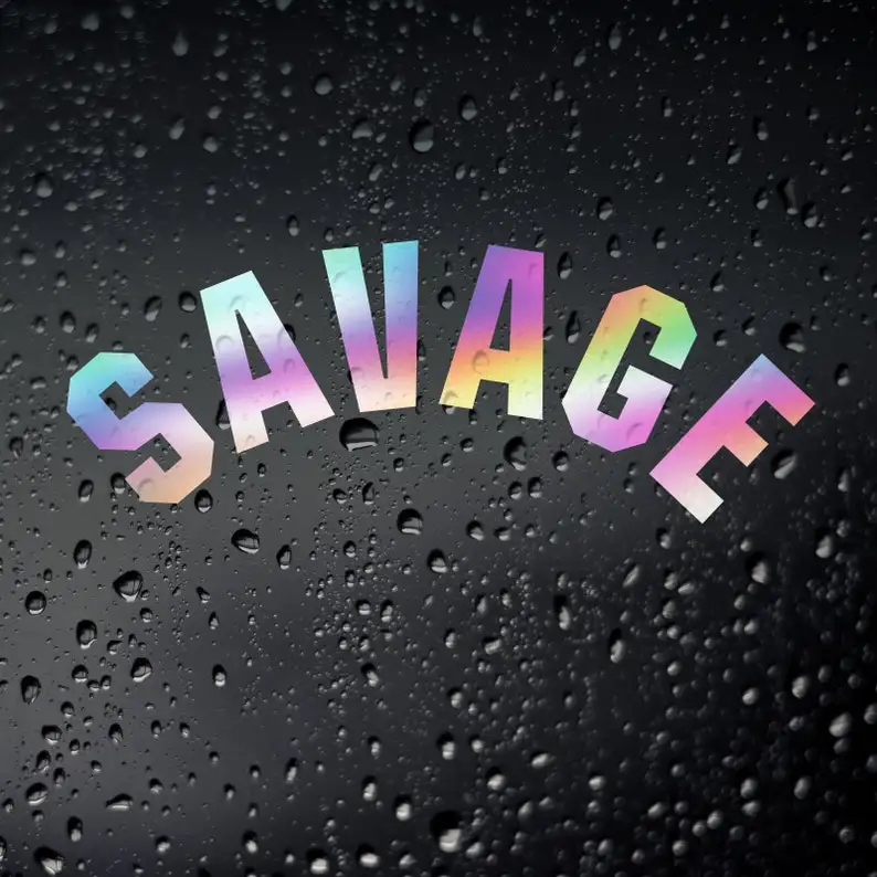 Savage Oil Slick Chrome Car Sticker - JDM JAP Tuner Drift Stance Tengoku Japanese DUB Euro De-Wiper Rear Window